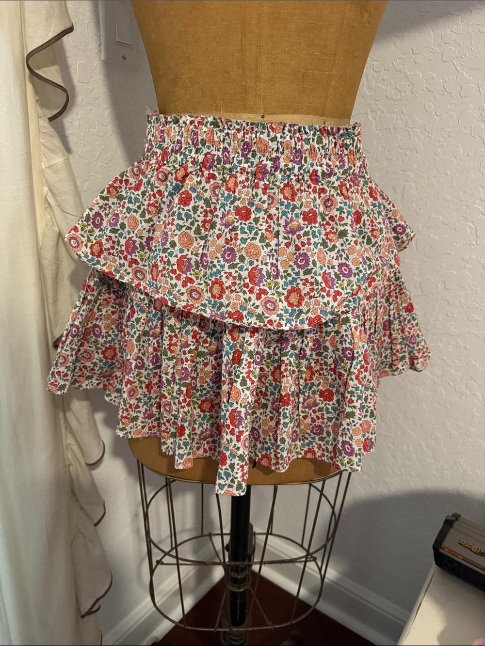 LoveShackFancy Liberty Floral Ruffle Mini Skirt